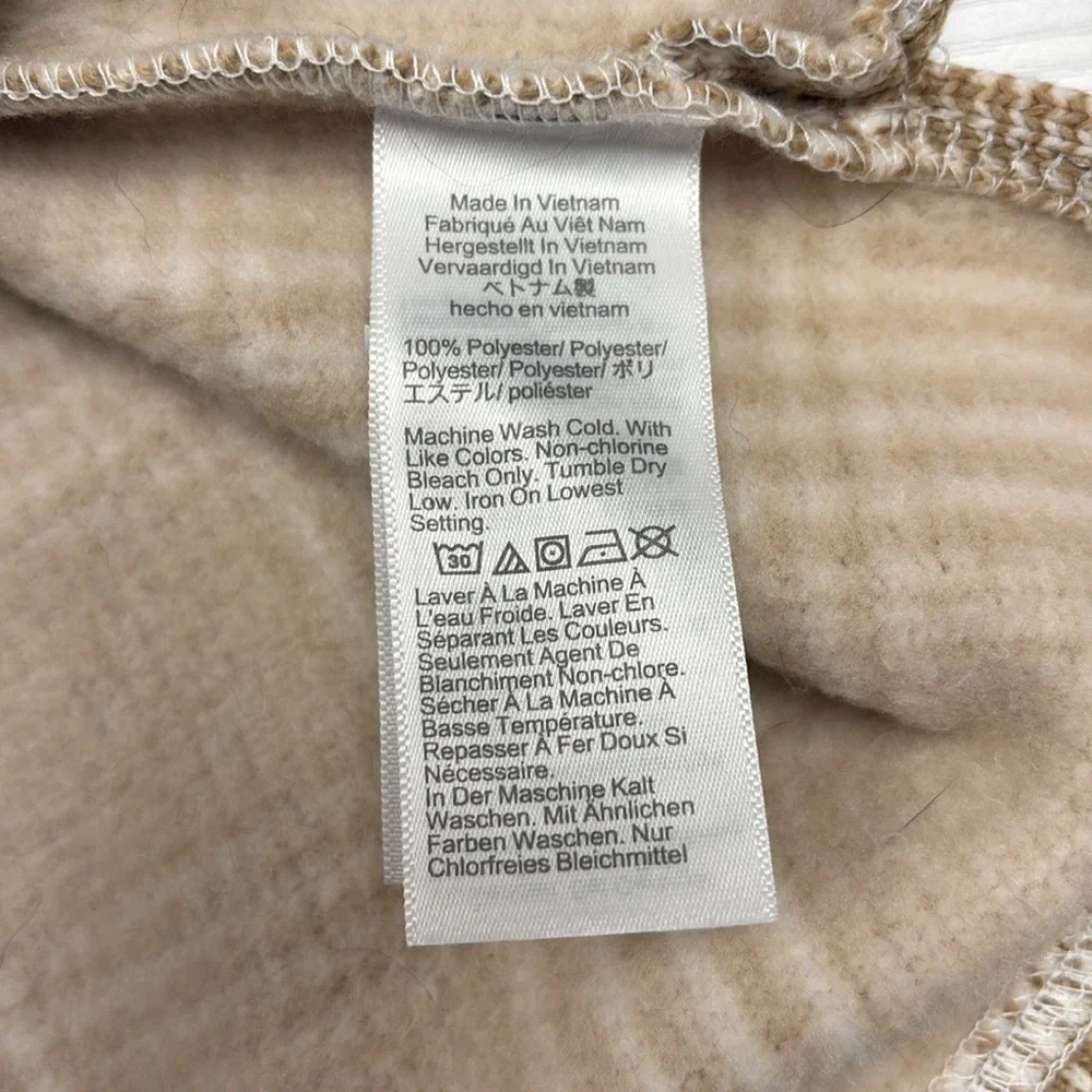 NWOT J. Crew Houndstooth Plaid Fleece Funnel Neck Pullover Sweater Tan XS